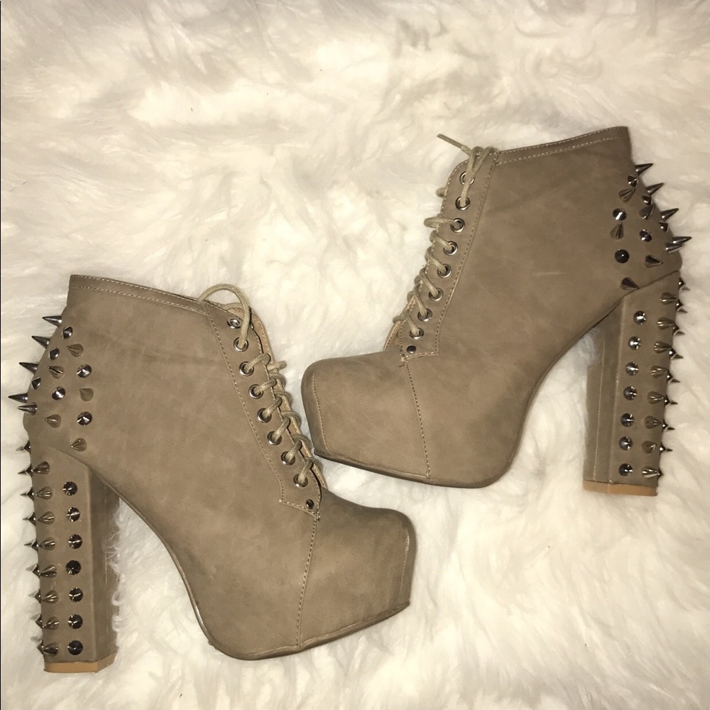 Taupe Platform Spiked Lita Bootie Platform